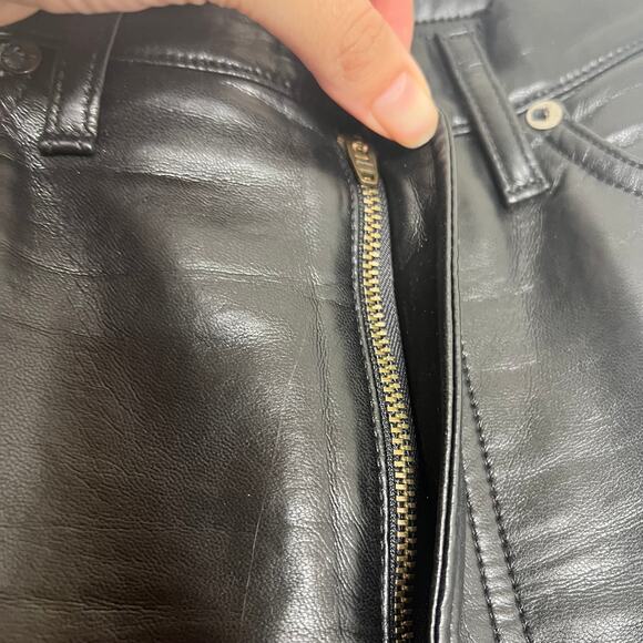 AGOLDE 90`s Pinch Waist Recycled Leather Straight Leg Black Womens Size 28 - Picture 6 of 16